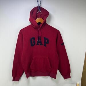 Vintage 90s Gap Fleece Hoodie Small Red Y2K